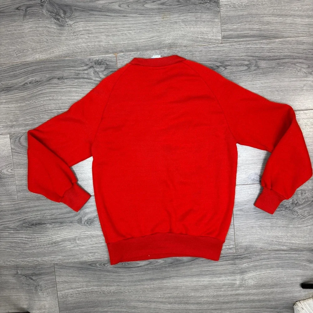 RARE 80s Sunday Comics Mickey‎ Mouse Football Crewneck L Made in Korea Red